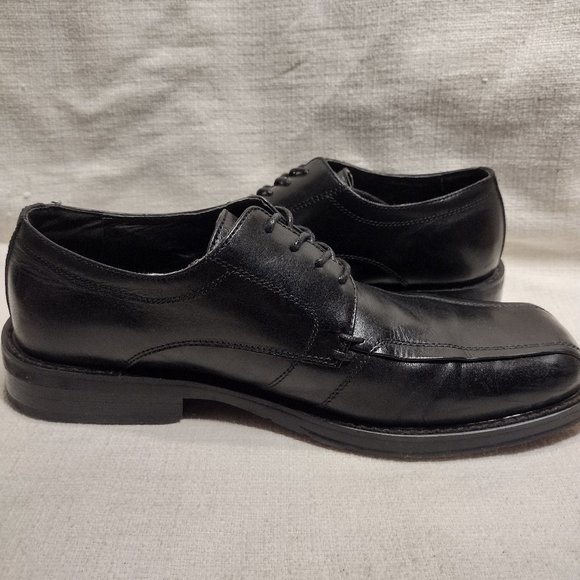 ? Aldo || 42 Osrik Black Square Toe Leather Oxfords